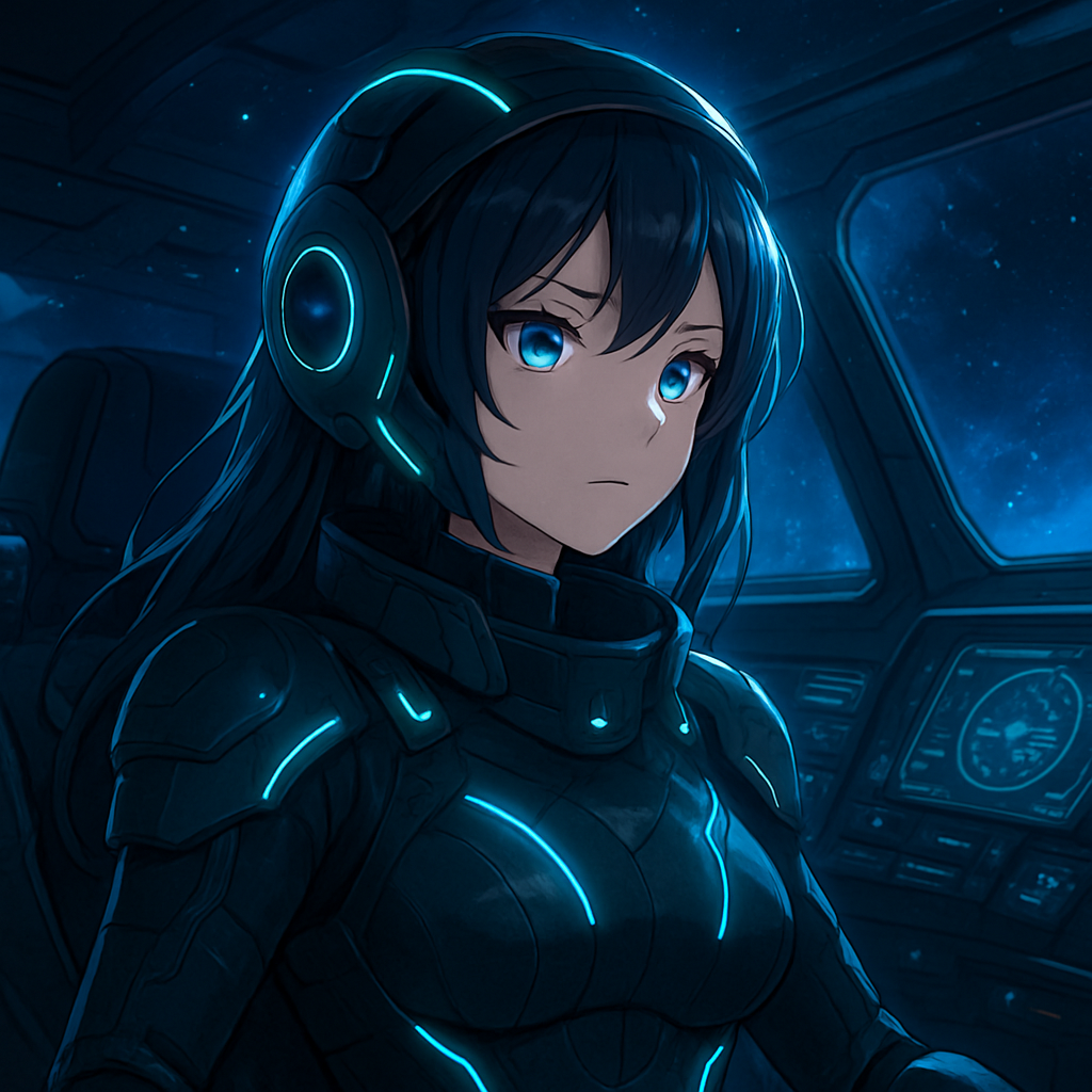 星海向导 · 莉娜 — 科幻冒险 类型的 AI 虚拟角色立绘